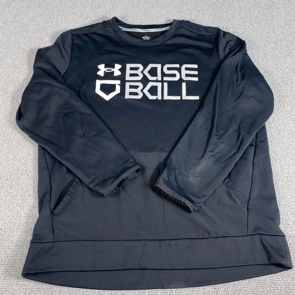 Under Armour Baseball Sweatshirt Mens XL Black Pullover Fleece Training Hoodie